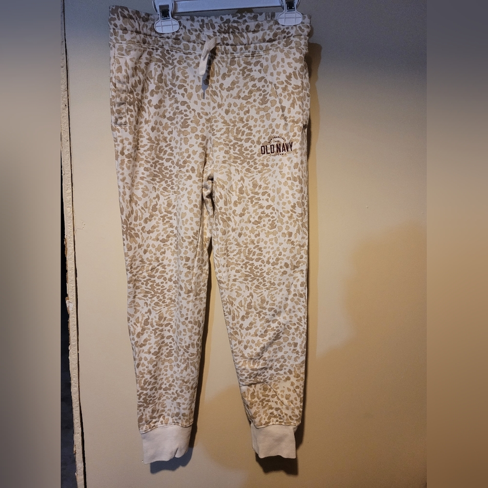 Leopard print old navy sweat pants girls size Large (10-12)